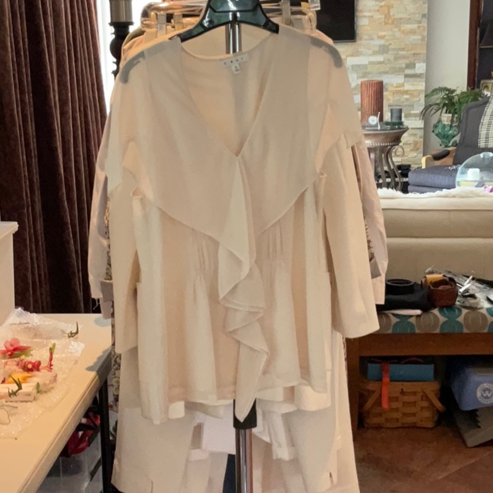 CAbi Cream Ruffle Blouse